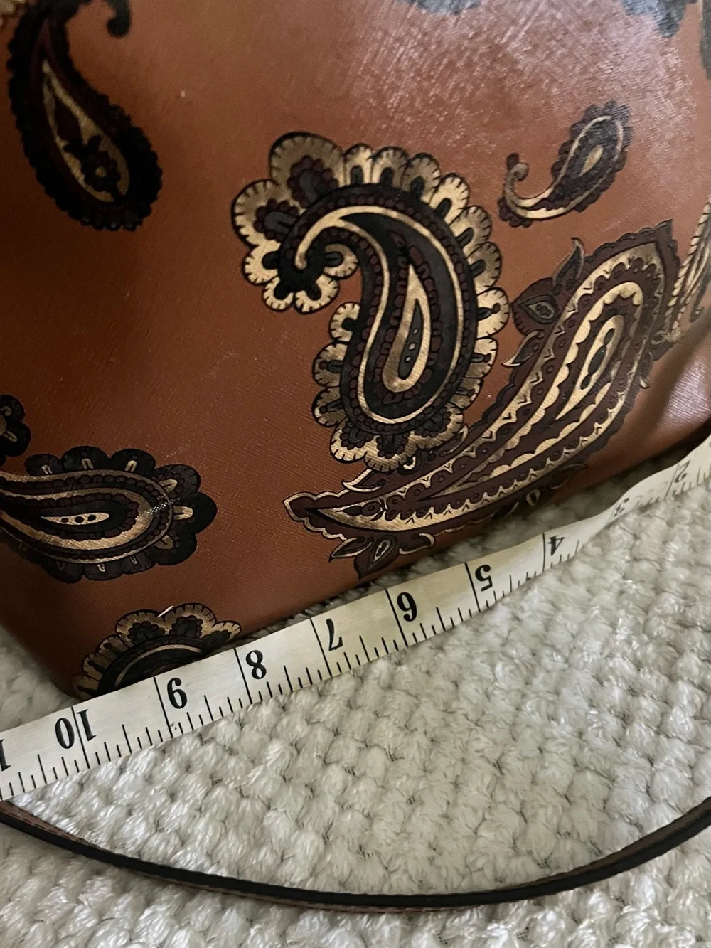 Michael Kors Brown Paisley-Print Tote with Gold Plaque